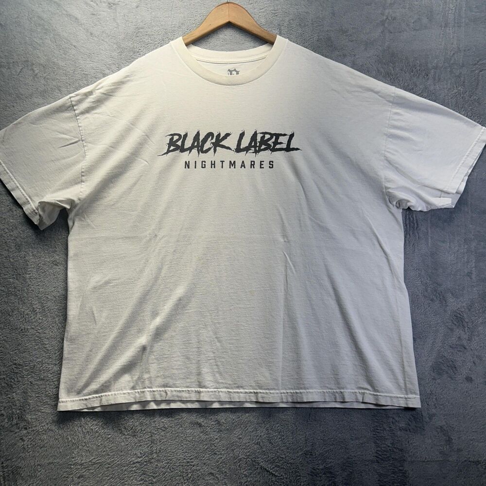Black Label‎ Nightmares Shirt Mens 3XL White Graphic Tee Short Sleeve Streetwear
